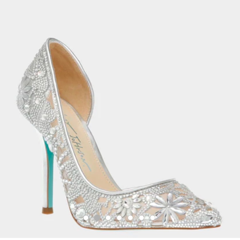Betsey Johnson SB-Chic Silver Rhinestone Pointed-Toe D'Orsay Pumps